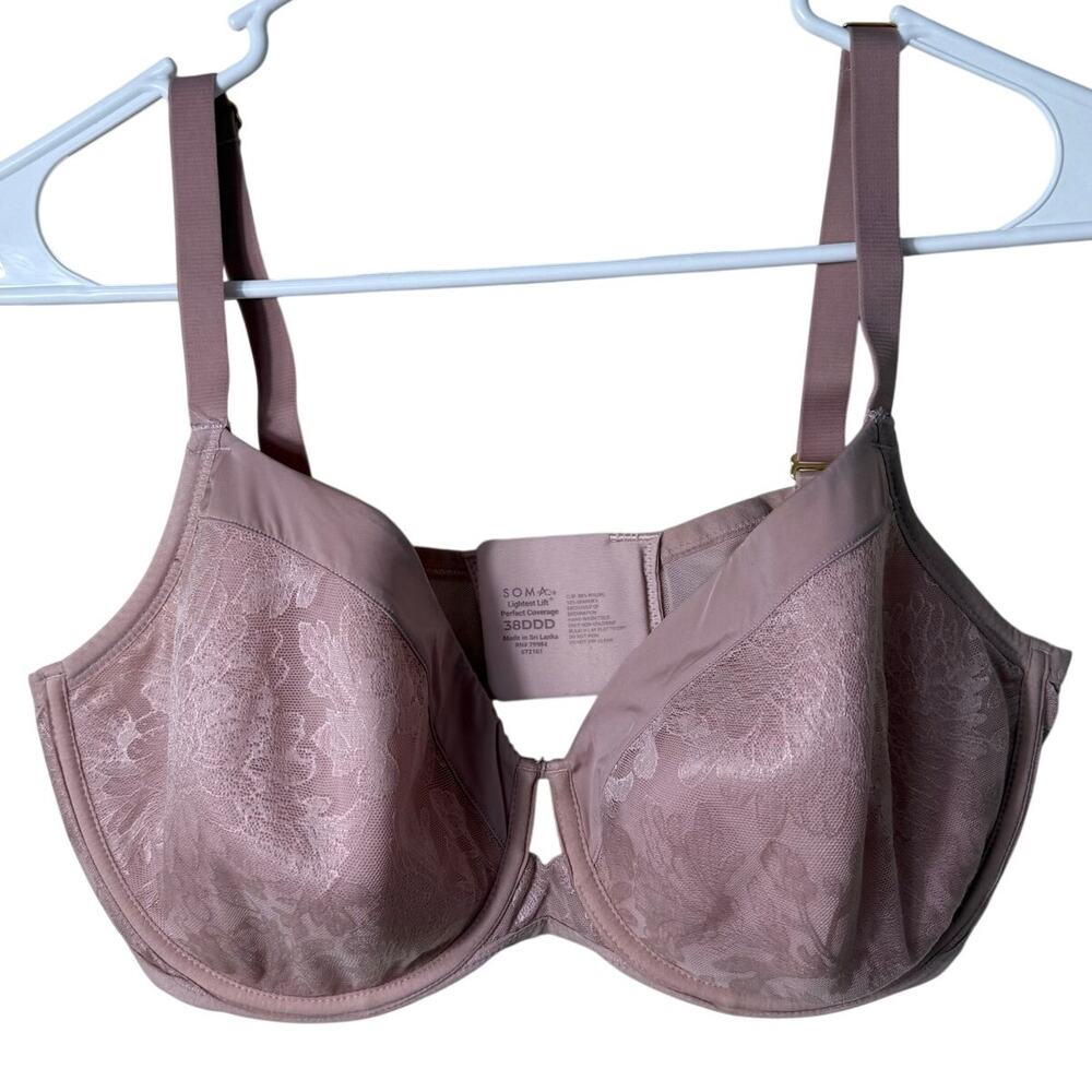 Soma Lightest Lift Perfect Coverage Bra 38DDD 027101 Pink Mauve Underwire
